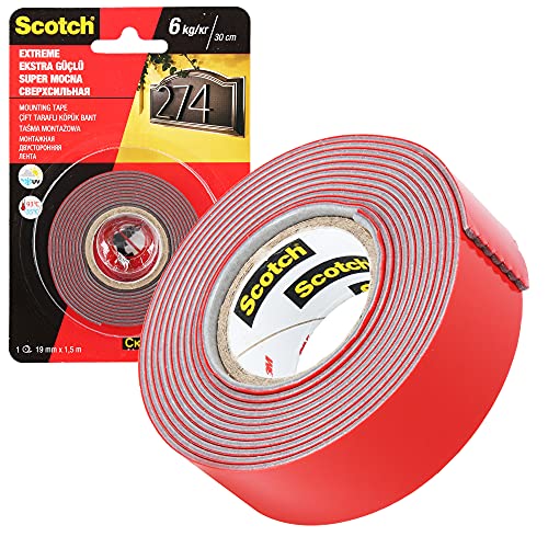 Scotch® Profi Montageband 1,5 m x 19 mm Doppelseitiges Klebeband Extra Stark Grau Wasserdichtes Klebeband UV-Beständig Double Sided Tape 3M VHB™ Montageklebeband Doppelklebeband | Kleben Statt Bohren von Instalguru