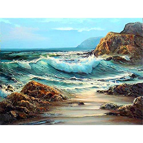 Instarry 5D DIY Diamond Painting Set Full Groß Küstenlandschaft Haus Dekoration 80x60 cm von Instarry