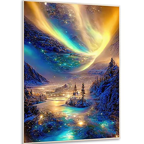Instarry 5D Diamond Painting Set Full Groß Aurora-Landschaft Room Decor 75x50 cm von Instarry