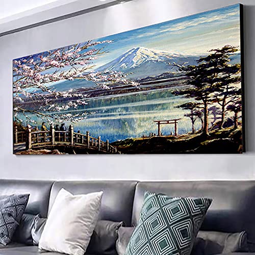 Instarry 5D Diamond Painting Zubehör Full Groß Kirschblüten und der Berg Fuji Wandbilder Wohnzimmer 120x50 cm von Instarry