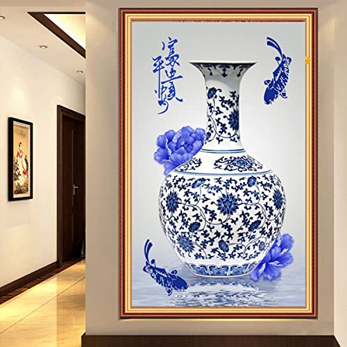 Instarry 5D Diamond Painting Zubehör Groß Blaues und weißes Porzellan Decoration 80x50 cm von Instarry