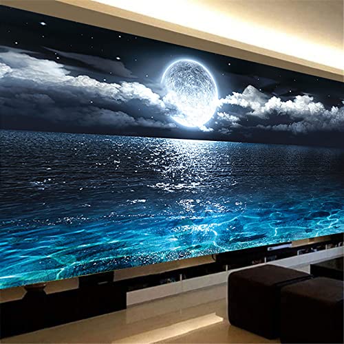 Instarry 5D Diamond Painting Zubehör Groß Das mondbeschienene Meer Wall Decor 100x40 cm von Instarry