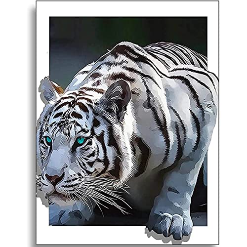 Instarry 5D Diamond Painting Zubehör Groß weißer Tiger Schlafzimmer Wohnzimmer Deko 60x40 cm von Instarry