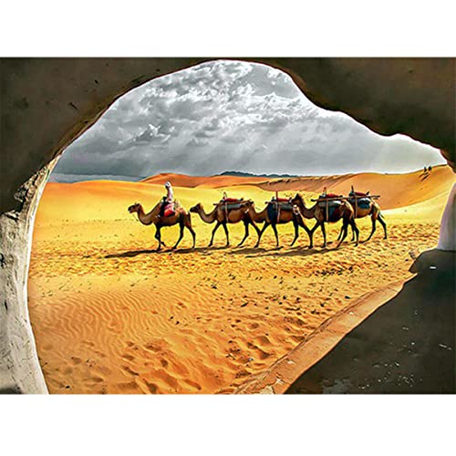 Instarry DIY 5D Diamond Painting Bilder Groß Wüste und Kamel Wall Decoration 60x50 cm von Instarry