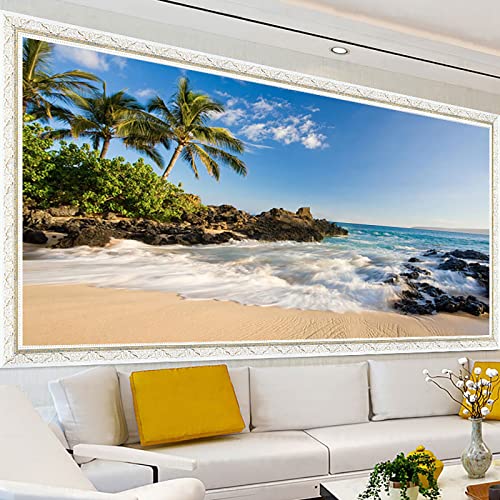Instarry DIY 5D Diamond Painting Full Groß Meer und Strand Wandbilder Wohnzimmer 100x40 cm von Instarry