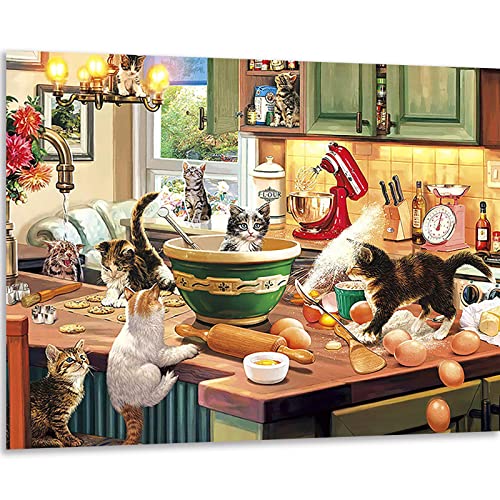 Instarry DIY 5D Diamond Painting Set Full Groß Katze in der Küche Home Decor 60x40 cm von Instarry