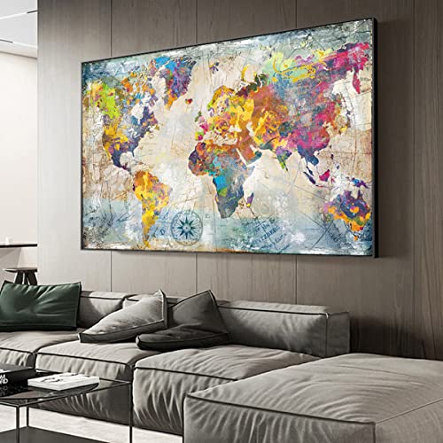 Instarry DIY 5D Diamond Painting Set Groß Farbige Weltkarte Dekoration Wohnung Modern 60x40 cm von Instarry