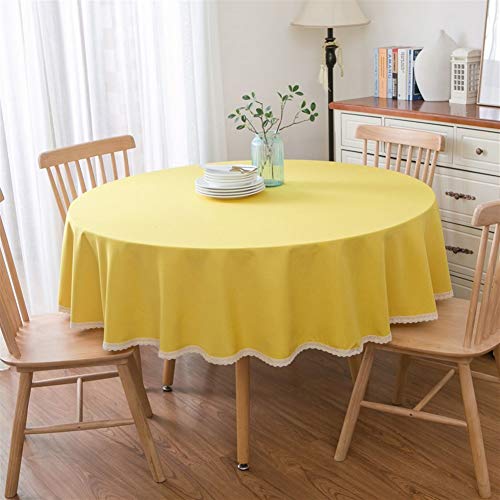 Insun Tischdecke Runden mit Spitze Rand Baumwolle Leinen Tischwäsche Dekorative Staubdichte Tischtuch Abwaschbar Gelb 90cm Durchmesser Insun Tischdecke Runden mit Spitze Rand Baumwolle Leinen Tischwäsche Dekorative Staubdichte Tischtuch Abwaschbar Gelb 90cm Durchmesser von Insun