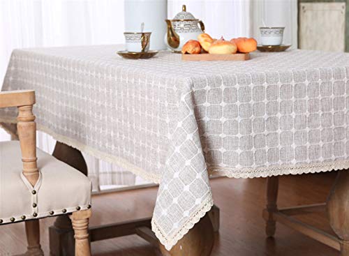 Insun Tischdecke aus Baumwolle und Leinen Tischwäsche Skandinavischen Landhaus Stil Dekorative Staubdichte Tischtuch Abwaschbar Beige Khaki 3 90x90cm Quadratisch von Insun