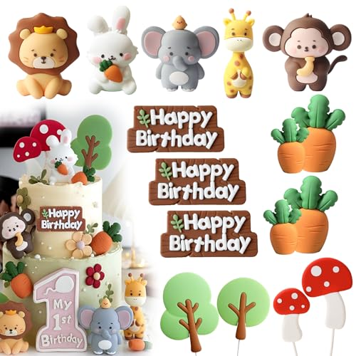 16 x Dschungel-Tier-Kuchenaufsätze, Tiere, Happy Birthday-Kuchenaufsätze, Dschungel-Mottoparty-Dekorationen, wilde Safari-Themen-Kuchendekorationen für Jungen und Mädchen, Babyparty-Zubehör 16 x Dschungel-Tier-Kuchenaufsätze, Tiere, Happy Birthday-Kuchenaufsätze, Dschungel-Mottoparty-Dekorationen, wilde Safari-Themen-Kuchendekorationen für Jungen und Mädchen, Babyparty-Zubehör von InteDesign