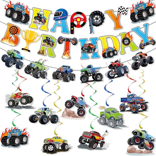 30 Stück Monster Truck Geburtstag Banner Party Supplies Heavy Monster Truck Geburtstag Dekoration Rennwagen Truck Themenbanner Aufkleber & Konfetti für Jungen Kinder 30 Stück Monster Truck Geburtstag Banner Party Supplies Heavy Monster Truck Geburtstag Dekoration Rennwagen Truck Themenbanner Aufkleber & Konfetti für Jungen Kinder von InteDesign