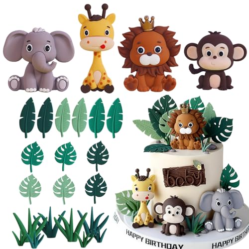 Tortenaufsätze mit Dschungeltiermotiven, "Happy Birthday"-Kuchenaufsätze, Dschungel-Mottoparty-Dekorationen, wilde Safari-Themen-Kuchendekorationen für Jungen und Mädchen, Babyparty, Partyzubehör, 24 Tortenaufsätze mit Dschungeltiermotiven, "Happy Birthday"-Kuchenaufsätze, Dschungel-Mottoparty-Dekorationen, wilde Safari-Themen-Kuchendekorationen für Jungen und Mädchen, Babyparty, Partyzubehör, 24 von InteDesign