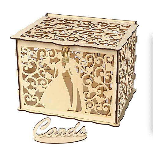 Integrity.1 Hochzeitskarten Kiste aus Holz,DIY Holz Hochzeit Kartenbox,Holz Hochzeitsbox mit Deckel,Hochzeitsgeschenk Kartenbox, für Hochzeiten, Verlobungsfeiern, Brautduschen von Integrity.1