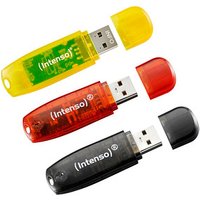 3 Intenso USB-Sticks Rainbow Line rot, gelb, schwarz 32 GB von Intenso