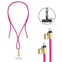 Intenso Charging Lanyard Handykette Ladekabel neon pink, Kabellänge: 1,65 m, 60 Watt von Intenso