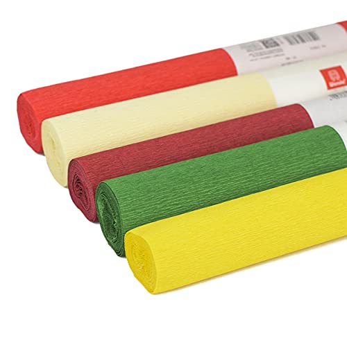 Krepppapier Sets Bunt - 5 Rollen Floristenkrepp 50cm x 250cm - Nassfest, nicht ausblutend Kreppband Papierrollen im bunten Set Gärtnerkrepp Wasserfest DIY (SET 1) von Inter Flowers GmbH