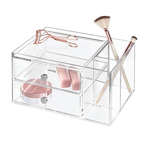 iDesign Drawers Schubladenturm | stapelbare Schubladenbox mit 2 Schubladen & Seitenfächern für Beauty Produkte, etc. | Sortierbox auch für Bürozubehör | Kunststoff transparent, 6.5" x 6.5" x 6.5" iDesign Drawers Schubladenturm | stapelbare Schubladenbox mit 2 Schubladen & Seitenfächern für Beauty Produkte, etc. | Sortierbox auch für Bürozubehör | Kunststoff transparent, 6.5" x 6.5" x 6.5" von InterDesign