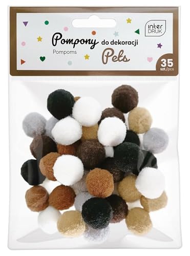 Interdruk - Pompons zum Basteln - Packung mit 35 St. in 6 verschieden Farben - 18 mm Durchmesser - Pets Set, Pet Interdruk - Pompons zum Basteln - Packung mit 35 St. in 6 verschieden Farben - 18 mm Durchmesser - Pets Set, Pet von Interdruk