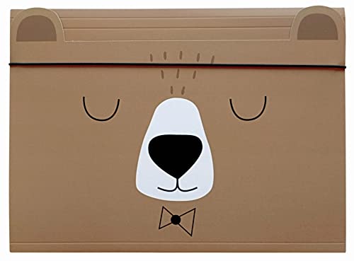 Sammelmappe A4 - Gummizug Zeichenmappe für Kinder - aus Starkem Karton - Soft-Touch - Innen und Außen Bedruckt - Lustige Form - Bär von Interdruk