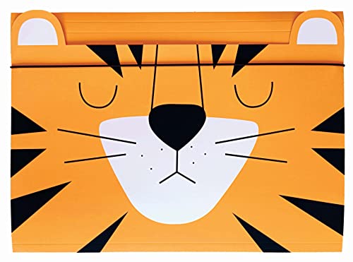 Sammelmappe A4 - Gummizug Zeichenmappe für Kinder - aus Starkem Karton - Soft-Touch - Innen und Außen Bedruckt - Lustige Form - Tiger von Interdruk