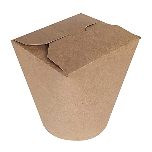 Intertan QKR32 Kraftpapier Foodbox mit Faltdeckel, Rundem Boden, Naturfarbe, 32oz Kapazität, 10.5cm Länge, 9.5cm Breite, 12cm Höhe, 25 Stück von Intertan -1922-