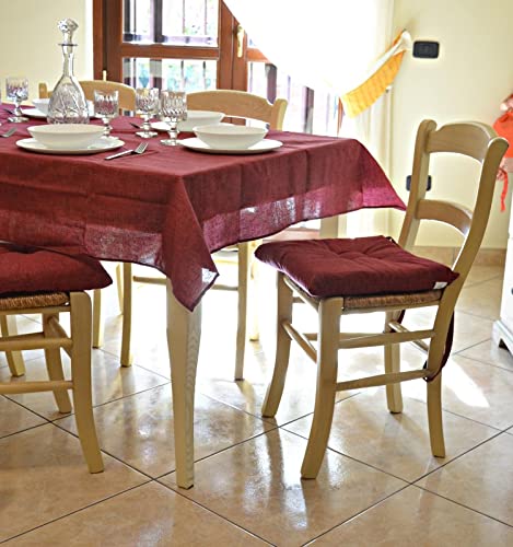 Tischdecke aus 100 % Baumwolle, bedruckt, LeinenOptik, hergestellt in Italien, Tischdecke aus eleganter Baumwolle, quadratisch und rechteckig, für Innen und Außenbereich (Bordeaux, X12Sitzer (140 von Intimitaly