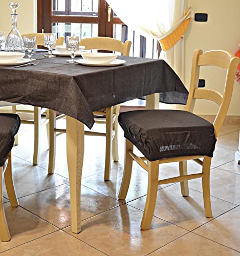 Tischdecke aus 100 % Baumwolle, bedruckt, LeinenOptik, hergestellt in Italien, Tischdecke aus eleganter Baumwolle, quadratisch und rechteckig, für Innen und Außenbereich (Dunkelgrau, X12 Sitzer von Intimitaly
