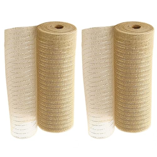 Introti 2 Rollen Metallfolie Netzrollen für Schleifen, Girlanden, Dekoration (Beige) von Introti