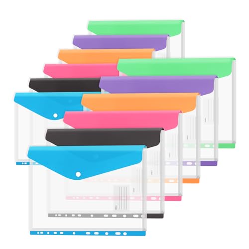12 Stück Dokumententasche A4,Premium Transparent Dreidimensionale Dokumentenmappe mit Druckknopf Ordner Tasche mit 11 Lochrand 6 Farben und Etikettentasche für Dokumente Organisiere 12 Stück Dokumententasche A4,Premium Transparent Dreidimensionale Dokumentenmappe mit Druckknopf Ordner Tasche mit 11 Lochrand 6 Farben und Etikettentasche für Dokumente Organisiere von Inture