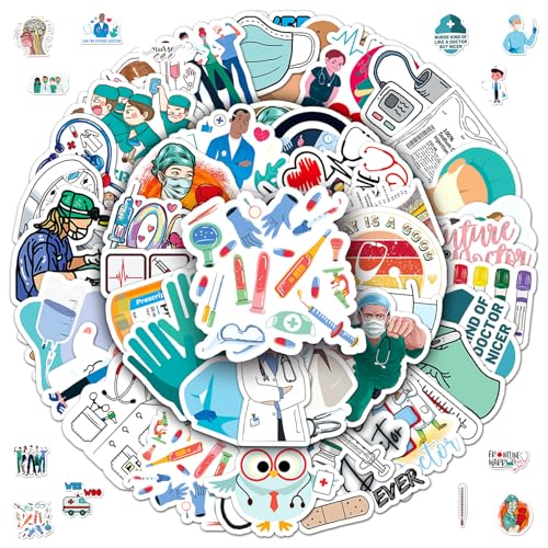 2 x 50 Stück Arzt Aufkleber, Wasserfeste Doktor Sticker, Krankenschwester Aufkleber, Professional Doctor, Stickers Set für Laptop Skateboard Telefon Telefon Fahrrad für Kinder Erwachsene von Invasye