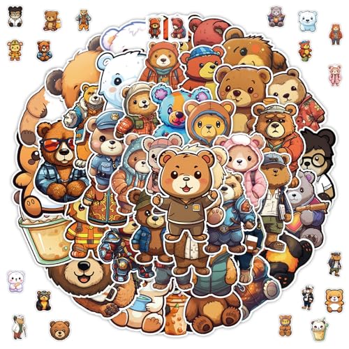 2 x 50 Stück Cartoons Kleiner Bär Aufkleber, Niedliche Bears Sticker, Bär Sticker Set, Niedlich Deko, Bär Kritzeln Aufkleber, für Auto Laptop Skateboard Koffer Fahrrad, für Erwachsene Kinder von Invasye