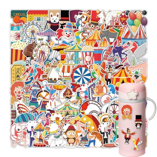 100 Stück Zirkus Aufkleber, Circus Aufkleber, Bunte Zirkusmuster Sticker, Aufkleber Vergnügungspark, Cartoon Aufkleber, Graffiti Decal für Laptop, Scrapbook, Skateboard, Auto, Gepäck, Gitarre 100 Stück Zirkus Aufkleber, Circus Aufkleber, Bunte Zirkusmuster Sticker, Aufkleber Vergnügungspark, Cartoon Aufkleber, Graffiti Decal für Laptop, Scrapbook, Skateboard, Auto, Gepäck, Gitarre von Invasye
