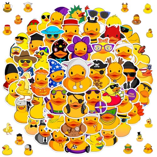 Süße Kleine Ente Aufkleber, 2 x 50 Stücke Gelbe Ente Aufkleber, Ente Sticker Set, Sticker Kinder Kleine Gelbe Ente, Vinyl Aufkleber für Scrapbook, Skateboard, Laptop, Gepäck, Auto, Fahrrad von Invasye