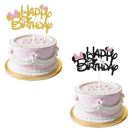 2 Stück Mini Maus Tortendeko Geburtstag Glitter Toppers, Mouse Cake Topper, Happy Birthday Cake Topper, Mädchen Kuchen Toppers für Baby-Dusche Kinder Party Geburtstag Schwarz Gold 2 Stück Mini Maus Tortendeko Geburtstag Glitter Toppers, Mouse Cake Topper, Happy Birthday Cake Topper, Mädchen Kuchen Toppers für Baby-Dusche Kinder Party Geburtstag Schwarz Gold von Invasye
