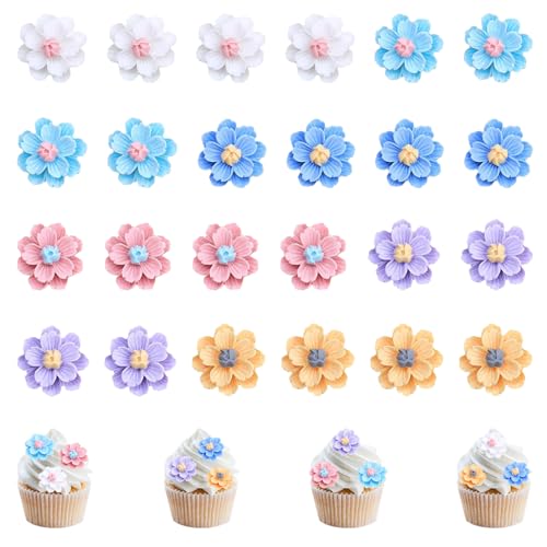 24 Stück Harz Blumen, Blütenform Cupcake Dekoration, Blumen Cupcake Topper, Bunte Blumen Tortendeko, Blumen Kuchen Deko, Dekorationen Zubehör, für Kindergeburtstag, Themen Party, Hochzeit 24 Stück Harz Blumen, Blütenform Cupcake Dekoration, Blumen Cupcake Topper, Bunte Blumen Tortendeko, Blumen Kuchen Deko, Dekorationen Zubehör, für Kindergeburtstag, Themen Party, Hochzeit von Invasye