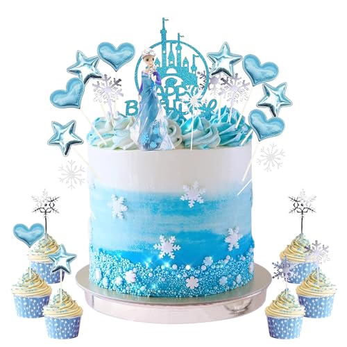 Frozen Tortendeko, 26 Stück Elsa Tortendeko mit Figur, Schneeflocken Topper, Geburtstag Torte Deko für Mädchen, für Kinder Mädchen Junge Geburtstag Baby Shower Party Frozen Tortendeko, 26 Stück Elsa Tortendeko mit Figur, Schneeflocken Topper, Geburtstag Torte Deko für Mädchen, für Kinder Mädchen Junge Geburtstag Baby Shower Party von Invasye