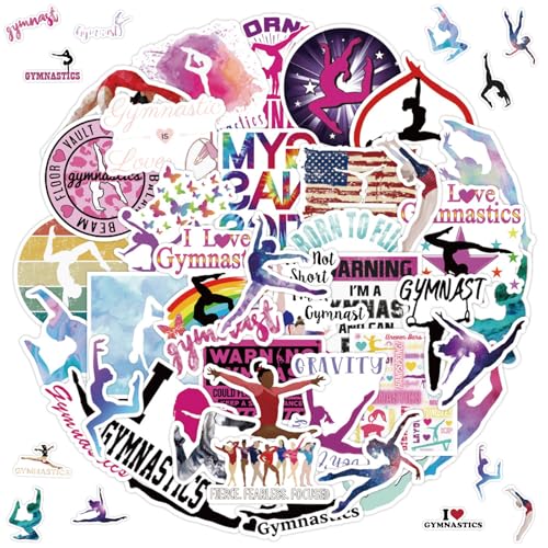 Gymnastik Aufkleber, 2 x 50 Stück Gymnastik Sport Sticker Set, Yoga Sticker Graffiti Aufkleber Mädchen, Wasserdicht Vinyl Aufkleber, für Gepäck Skateboard Laptop Auto Fahrrad, für Kinder Jugendliche von Invasye