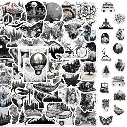 Reisen Aufkleber 2 x 60 Stücke, Graffiti Wasserfeste Schwarz und Weiß Sticker, Graffiti Wasserfeste Aufkleber Deko für Skateboard Laptop Handy Koffer Helm Motorrad, Wanderaufkleber Outdoor Sticker Reisen Aufkleber 2 x 60 Stücke, Graffiti Wasserfeste Schwarz und Weiß Sticker, Graffiti Wasserfeste Aufkleber Deko für Skateboard Laptop Handy Koffer Helm Motorrad, Wanderaufkleber Outdoor Sticker von Invasye