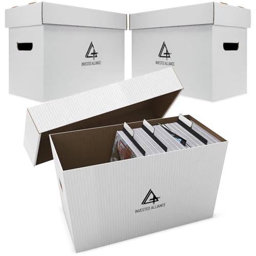 Premium Short Comic Book Storage Box (3 Pack - Weiß) Dicke Pappe Comic Buch Box Schrank Comics Bücher Bin für 150-175 Sammlerstücke Comics Boxen Aufbewahrungskoffer Schrank zum Präsentieren von von Invested Alliance