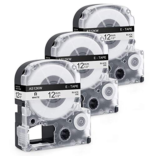 Invoker kompatible Schriftband als Ersatz für Epson SS12KW LC-4WBN4 LC-4WBN9 Etikettenband 12mmx8m,für LabelWorks LW-300 LW-300L LW-400 LW-500 LW-600P LW-700 LW-900P LW-1000P KingJim Tepra Pro(3-Pack) Invoker kompatible Schriftband als Ersatz für Epson SS12KW LC-4WBN4 LC-4WBN9 Etikettenband 12mmx8m,für LabelWorks LW-300 LW-300L LW-400 LW-500 LW-600P LW-700 LW-900P LW-1000P KingJim Tepra Pro(3-Pack) von Invoker