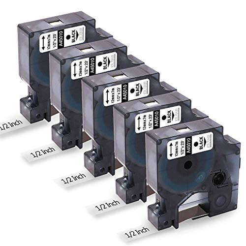 Invoker Kompatible mit Dymo 45010 A45010 D1 Clear Etikettenband Schwarz auf Transparent 12mm x 7m Band, für LabelManager 160 280 210D 360D 420P 450D, 5er Pack Invoker Kompatible mit Dymo 45010 A45010 D1 Clear Etikettenband Schwarz auf Transparent 12mm x 7m Band, für LabelManager 160 280 210D 360D 420P 450D, 5er Pack von Invoker