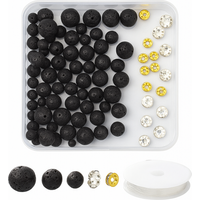 Inwaria Lavastein Perlenset – 76 Lavastein Perlen + Strass Spacer + Faden von Inwaria