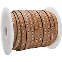 esnado Lederband flach mit Ziernaht  5 mm - Hellbraun von Inwaria