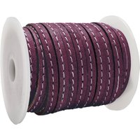 esnado Lederband flach mit Ziernaht  5 mm - Aubergine von Inwaria