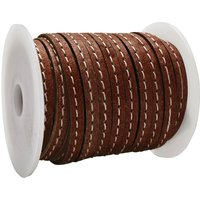 esnado Lederband flach mit Ziernaht  5 mm - Dunkelbraun von Inwaria