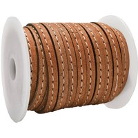 esnado Lederband flach mit Ziernaht  5 mm - Haselnuss von Inwaria