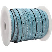 esnado Lederband flach mit Ziernaht 5 mm - Hellblau von Inwaria
