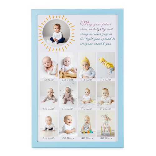 Inweder Mein Erstes Jahr Bilderrahmen: Bilderrahmen Kinder für Baby 1 Jahr Geburtstag - 12 Monate Bilderrahmen Holz für Mehrere Bilder - Baby Fotorahmen Geschenk 5x7 und 10x10,Blau Inweder Mein Erstes Jahr Bilderrahmen: Bilderrahmen Kinder für Baby 1 Jahr Geburtstag - 12 Monate Bilderrahmen Holz für Mehrere Bilder - Baby Fotorahmen Geschenk 5x7 und 10x10,Blau von Inweder