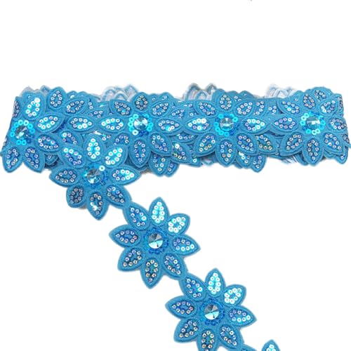 Inzegao 4,4 Meter Pailletten-Blumenspitzenband mit Strasssteinen, 7,5 cm Bügelspitze, Zubehör für Kleider, Heimdekoration, Party Inzegao 4,4 Meter Pailletten-Blumenspitzenband mit Strasssteinen, 7,5 cm Bügelspitze, Zubehör für Kleider, Heimdekoration, Party von Inzegao