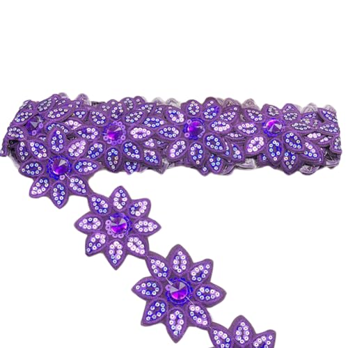 Inzegao 4,4 Meter Pailletten-Blumenspitzenband mit Strasssteinen, 7,5 cm Bügelspitze, Zubehör für Kleider, Heimdekoration, Party Inzegao 4,4 Meter Pailletten-Blumenspitzenband mit Strasssteinen, 7,5 cm Bügelspitze, Zubehör für Kleider, Heimdekoration, Party von Inzegao